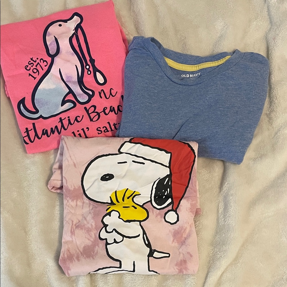 Old Navy Blue Tee and Pink Graphic T-Shirts Set